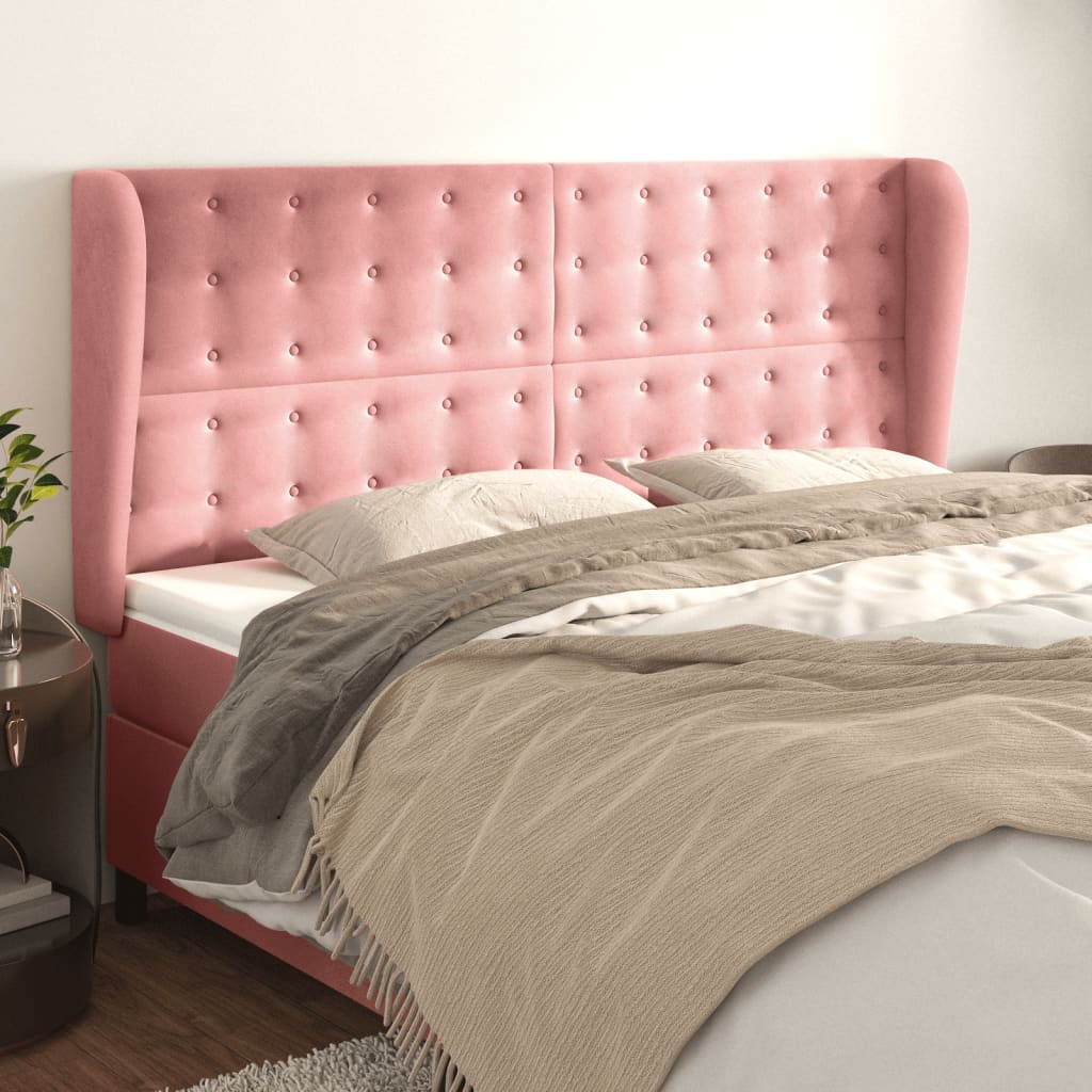 Testiera ad Orecchio Rosa 163x23x118/128 cm in Velluto | homemem39