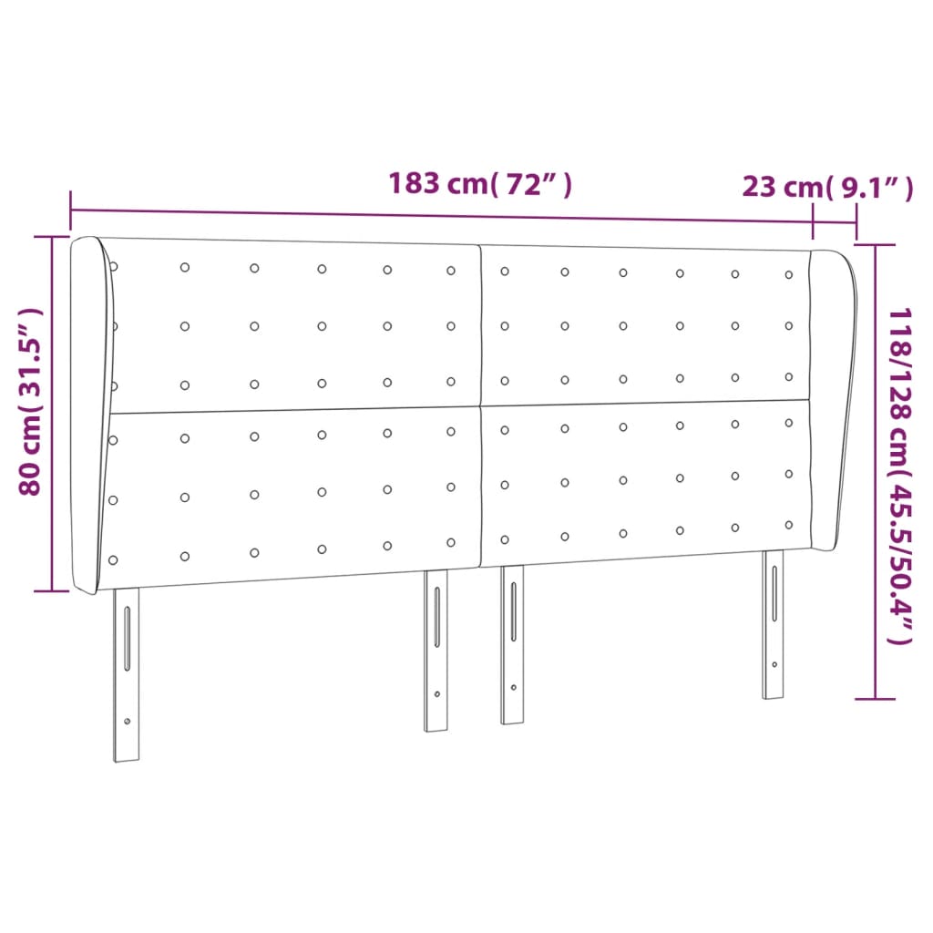 Testiera ad Orecchio Blu Scuro 183x23x118/128 cm in Velluto - homemem39