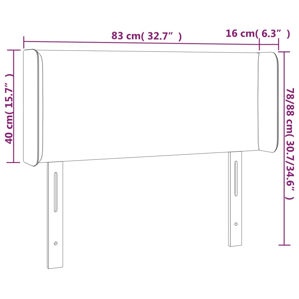 Testiera ad Orecchio Nera 83x16x78/88 cm in Tessuto - homemem39