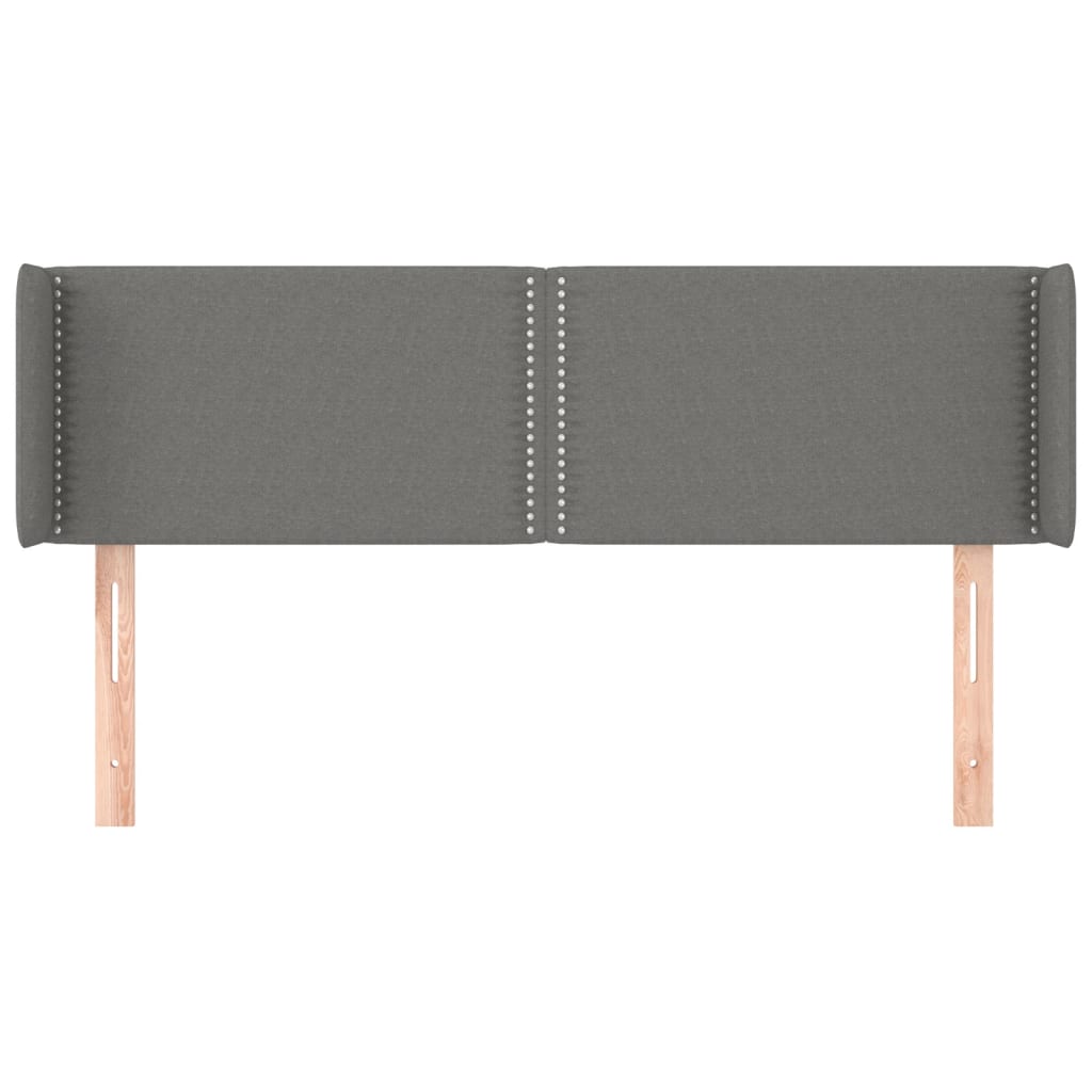 Testiera ad Orecchio Grigio Scuro 147x16x78/88 cm in Tessuto