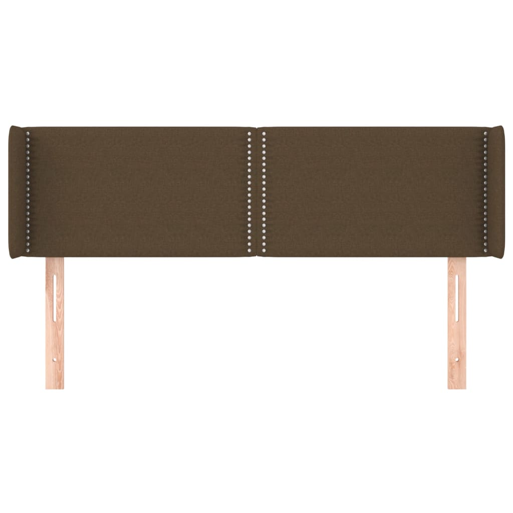 Testiera ad Orecchio Marrone Scuro 147x16x78/88 cm in Tessuto - homemem39