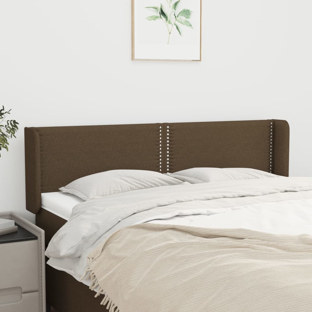 Testiera ad Orecchio Marrone Scuro 147x16x78/88 cm in Tessuto | homemem39