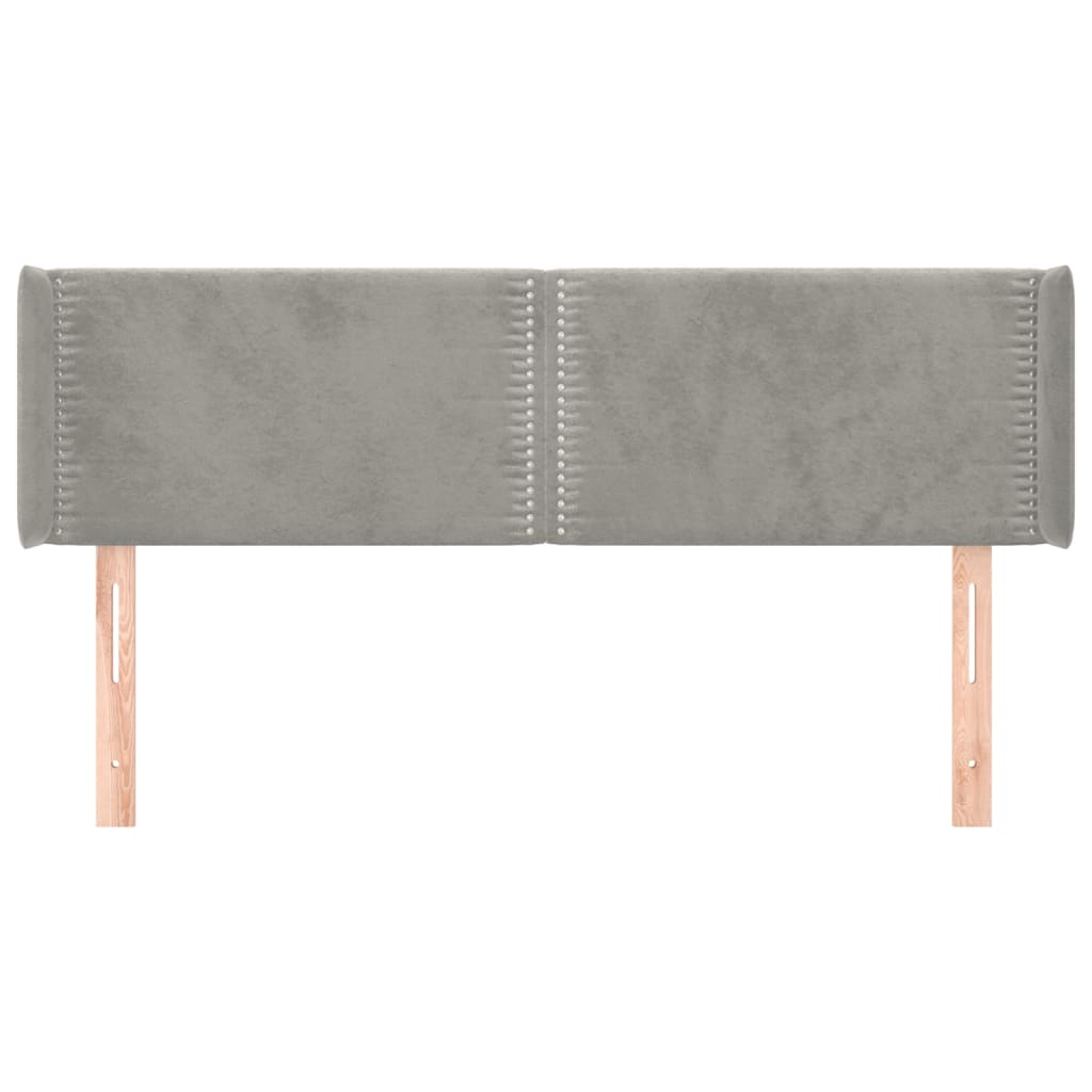 Testiera ad Orecchio Grigio Chiaro 147x16x78/88 cm in Velluto