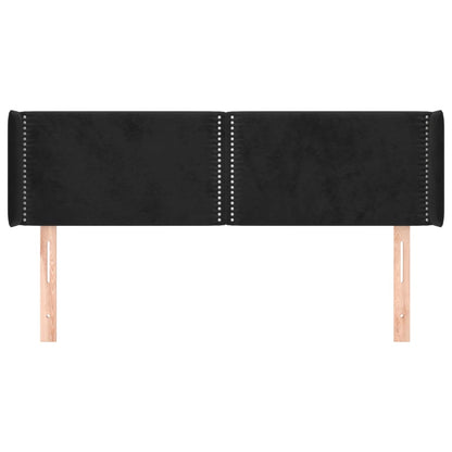 Testiera ad Orecchio Nera 147x16x78/88 cm in Velluto