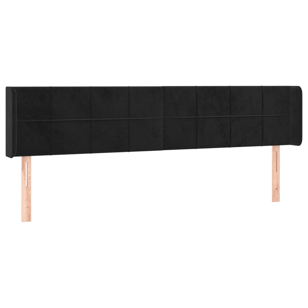 Testiera ad Orecchio Nera 183x16x78/88 cm in Velluto | homemem39