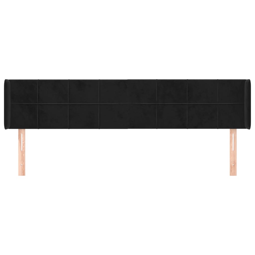 Testiera ad Orecchio Nera 183x16x78/88 cm in Velluto | homemem39