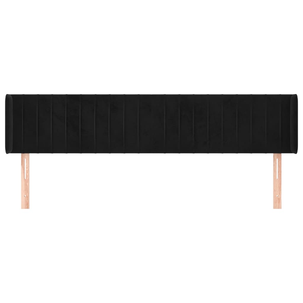 Testiera ad Orecchio Nera 163x16x78/88 cm in Velluto | homemem39