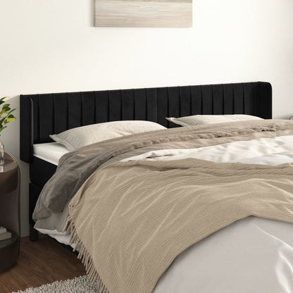 Testiera ad Orecchio Nera 163x16x78/88 cm in Velluto | homemem39