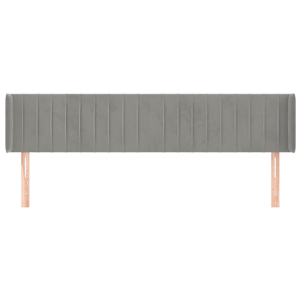 Testiera ad Orecchio Grigio Chiaro 183x16x78/88 cm in Velluto