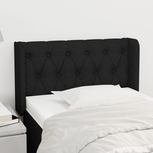 Testiera ad Orecchio Nera 83x16x78/88 cm in Tessuto | homemem39