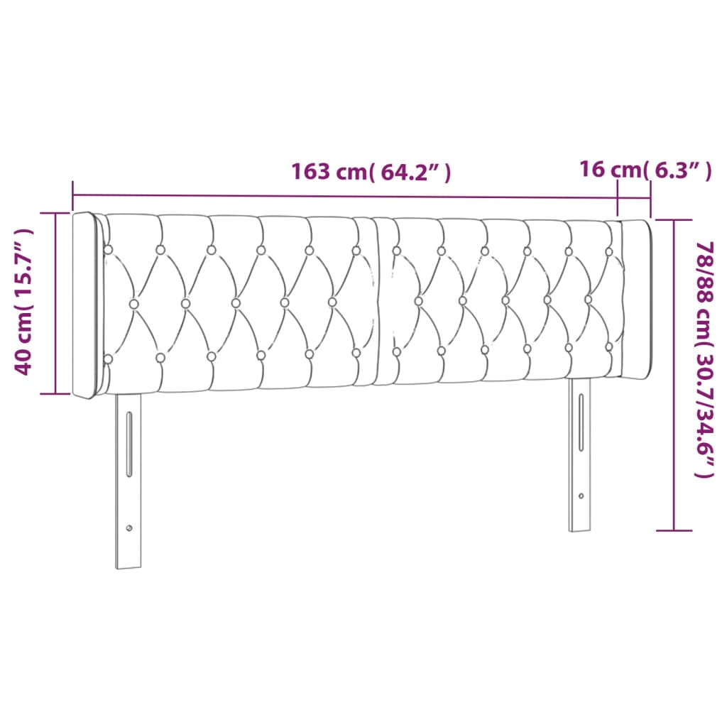 Testiera ad Orecchio Marrone Scuro 163x16x78/88 cm in Tessuto - homemem39