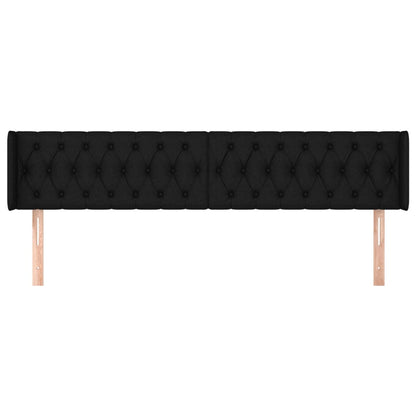 Testiera ad Orecchio Nera 203x16x78/88 cm in Tessuto - homemem39