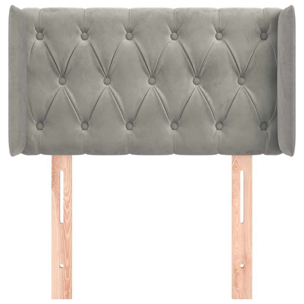 Testiera ad Orecchio Grigio Chiaro 83x16x78/88 cm in Velluto