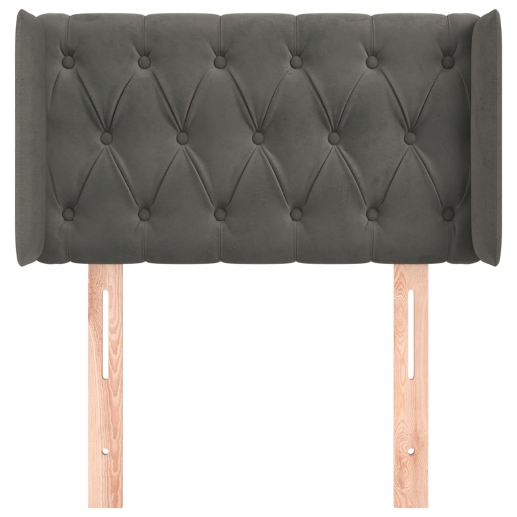 Testiera ad Orecchio Grigio Scuro 83x16x78/88 cm in Velluto