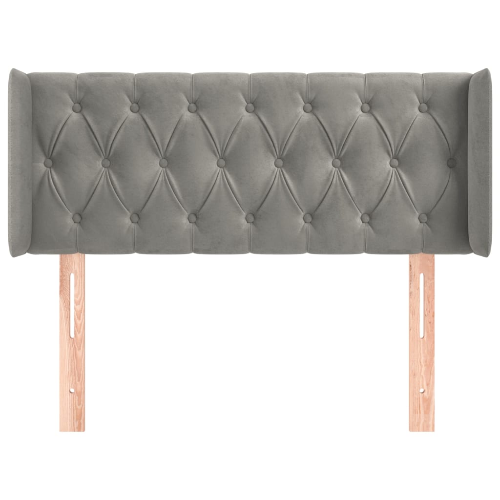 Testiera ad Orecchio Grigio Chiaro 93x16x78/88 cm in Velluto