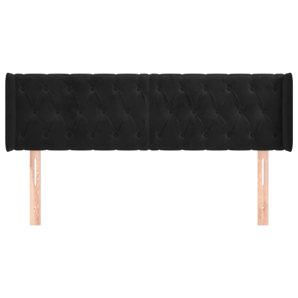 Testiera ad Orecchio Nera 147x16x78/88 cm in Velluto