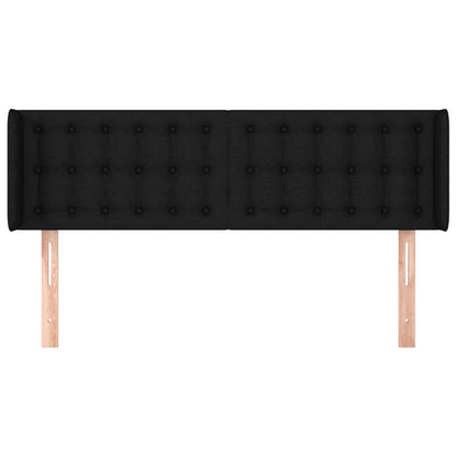 Testiera ad Orecchio Nera 147x16x78/88 cm in Tessuto - homemem39