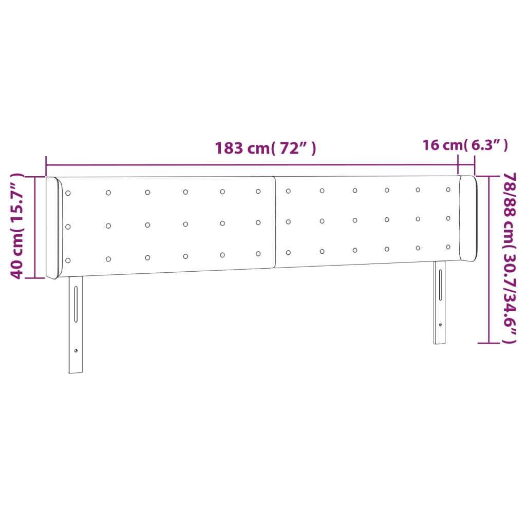 Testiera ad Orecchio Marrone Scuro 183x16x78/88 cm in Tessuto - homemem39