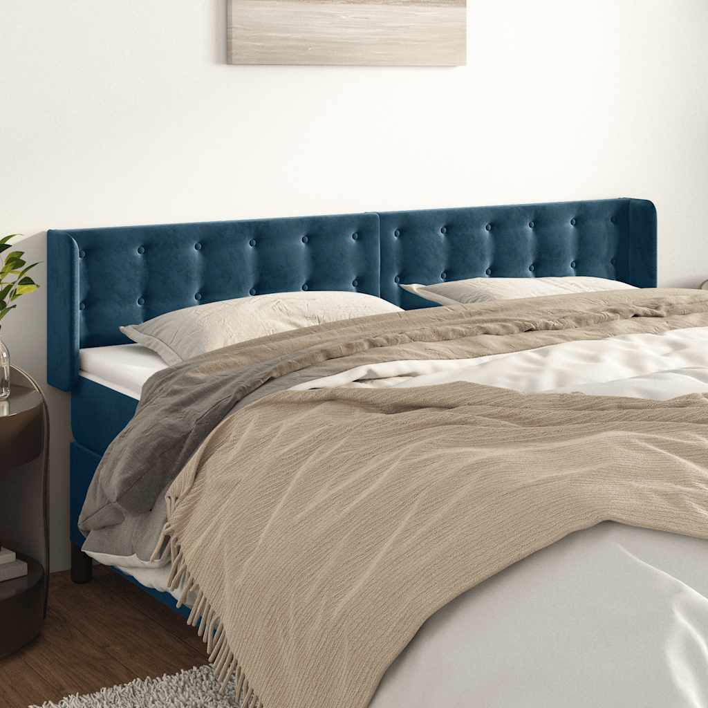 Testiera ad Orecchio Blu Scuro 163x16x78/88 cm in Velluto | homemem39