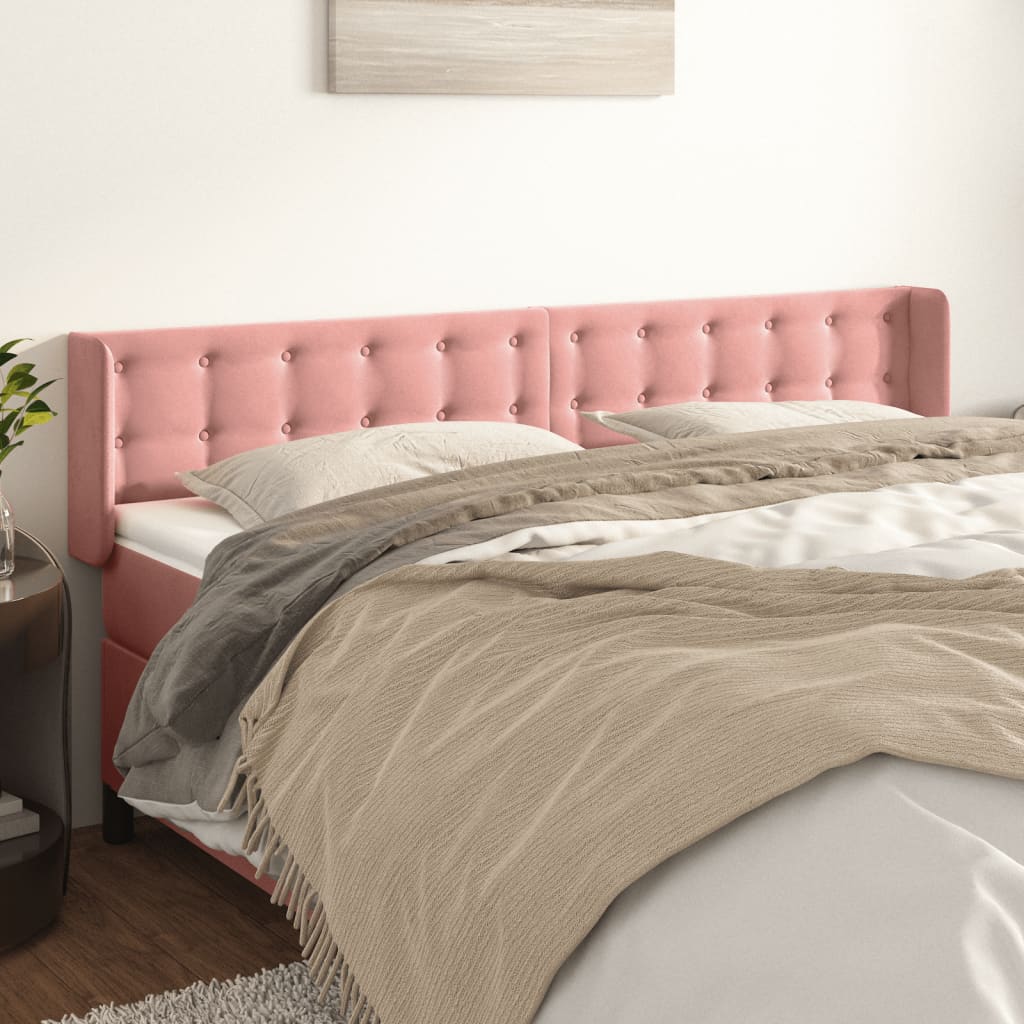 Testiera ad Orecchio Rosa 163x16x78/88 cm in Velluto | homemem39