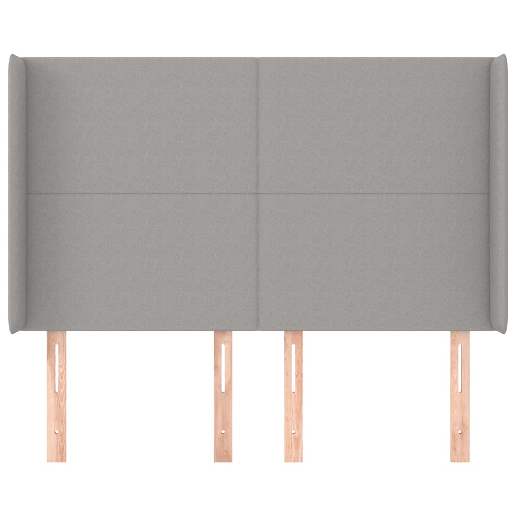 Testiera ad Orecchio Grigio Chiaro 147x16x118/128 cm in Tessuto