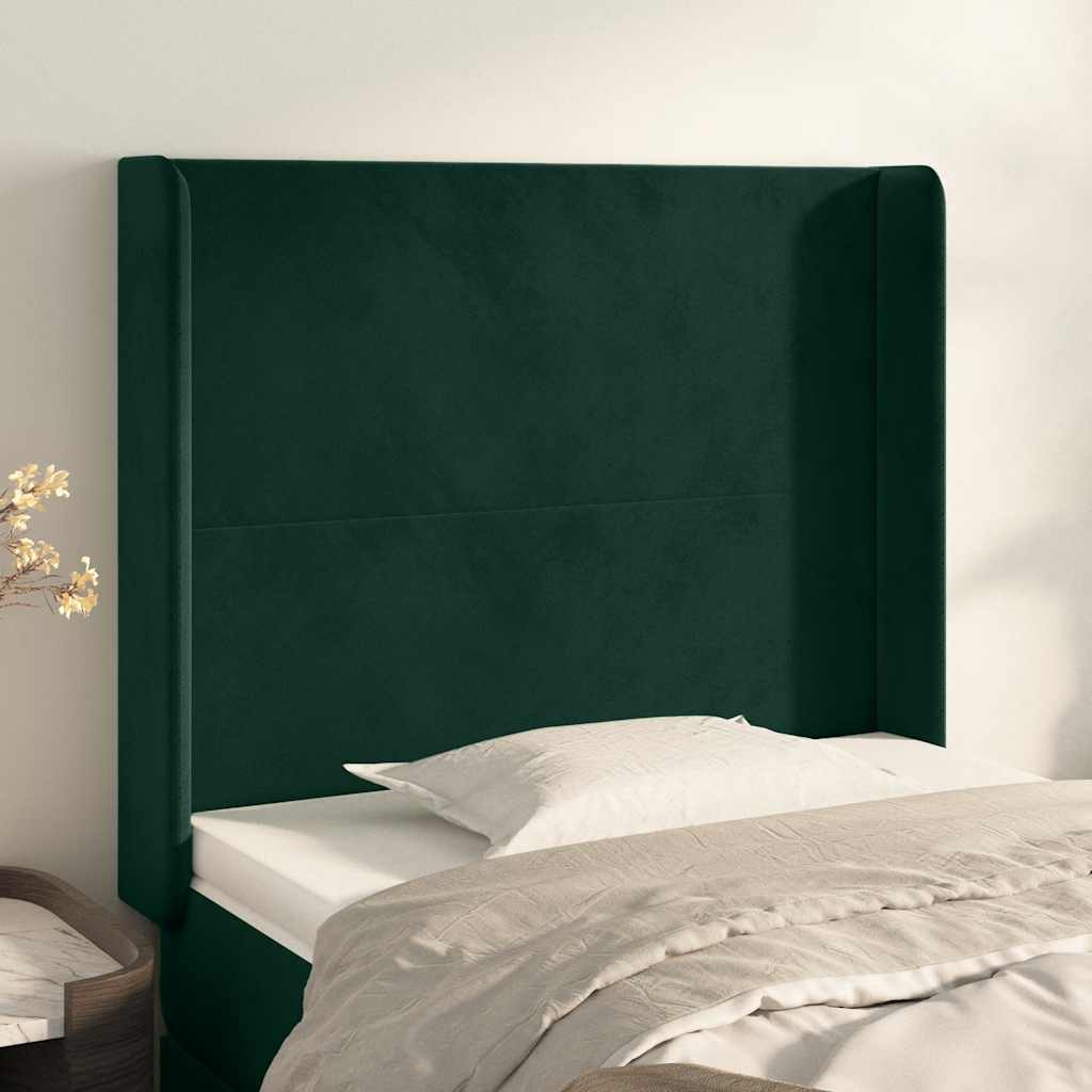 Testiera ad Orecchio Verde Scuro 103x16x118/128cm in Velluto | homemem39
