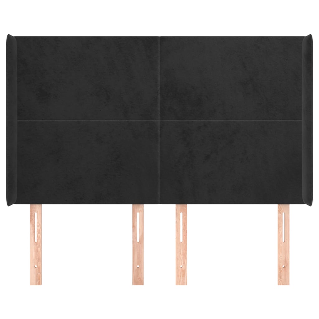 Testiera ad Orecchio Nera 147x16x118/128 cm in Velluto