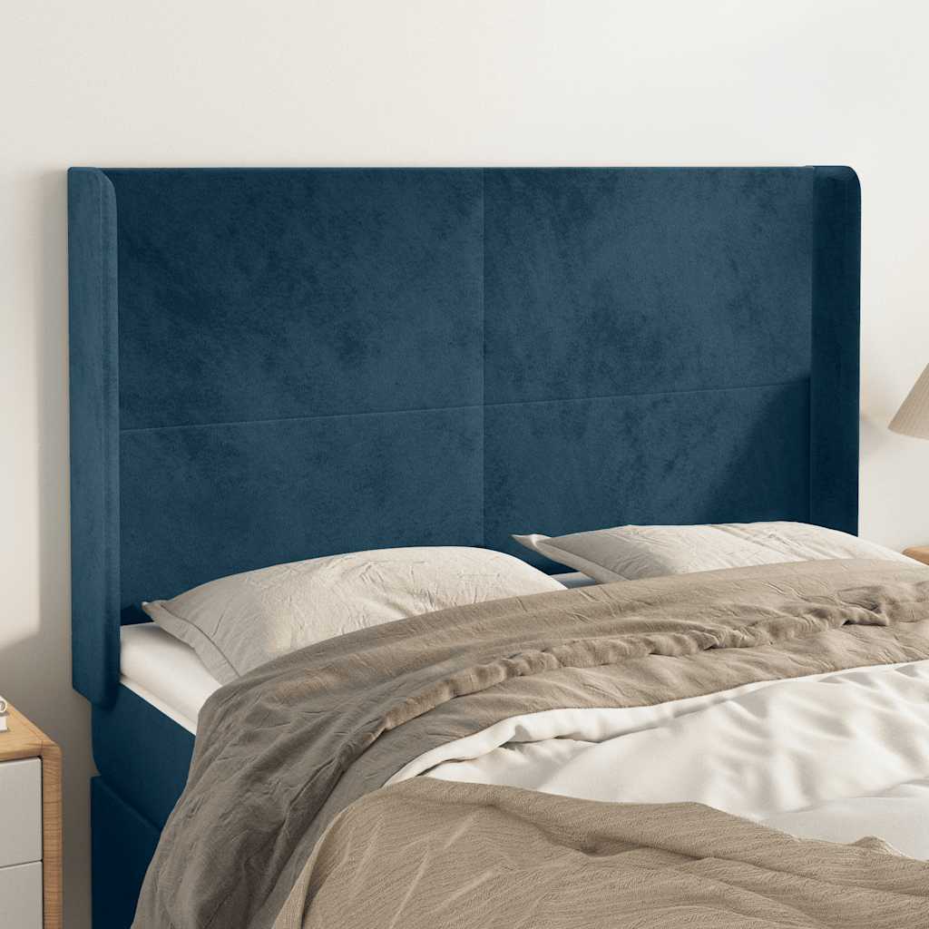Testiera ad Orecchio Blu Scuro 147x16x118/128 cm in Velluto | homemem39