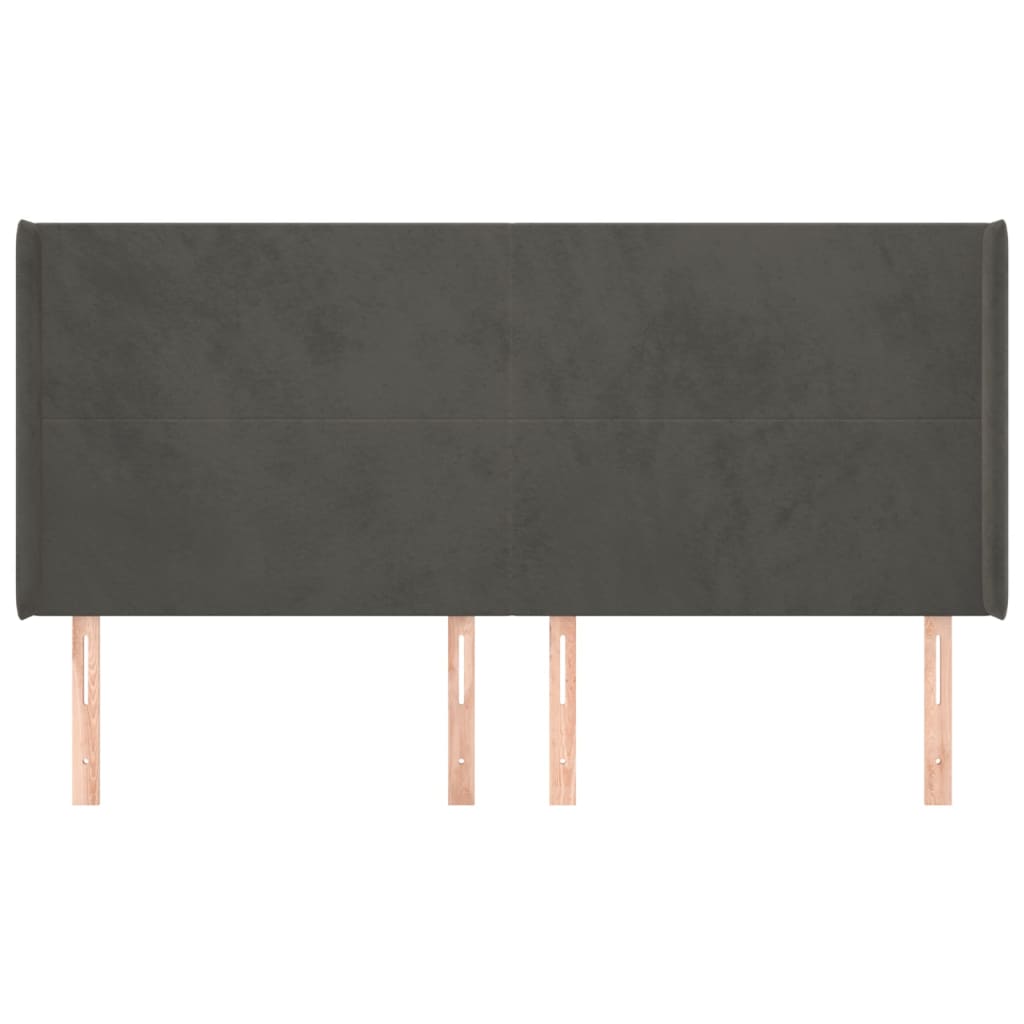 Testiera ad Orecchio GrigioScuro 163x16x118/128cm in Velluto