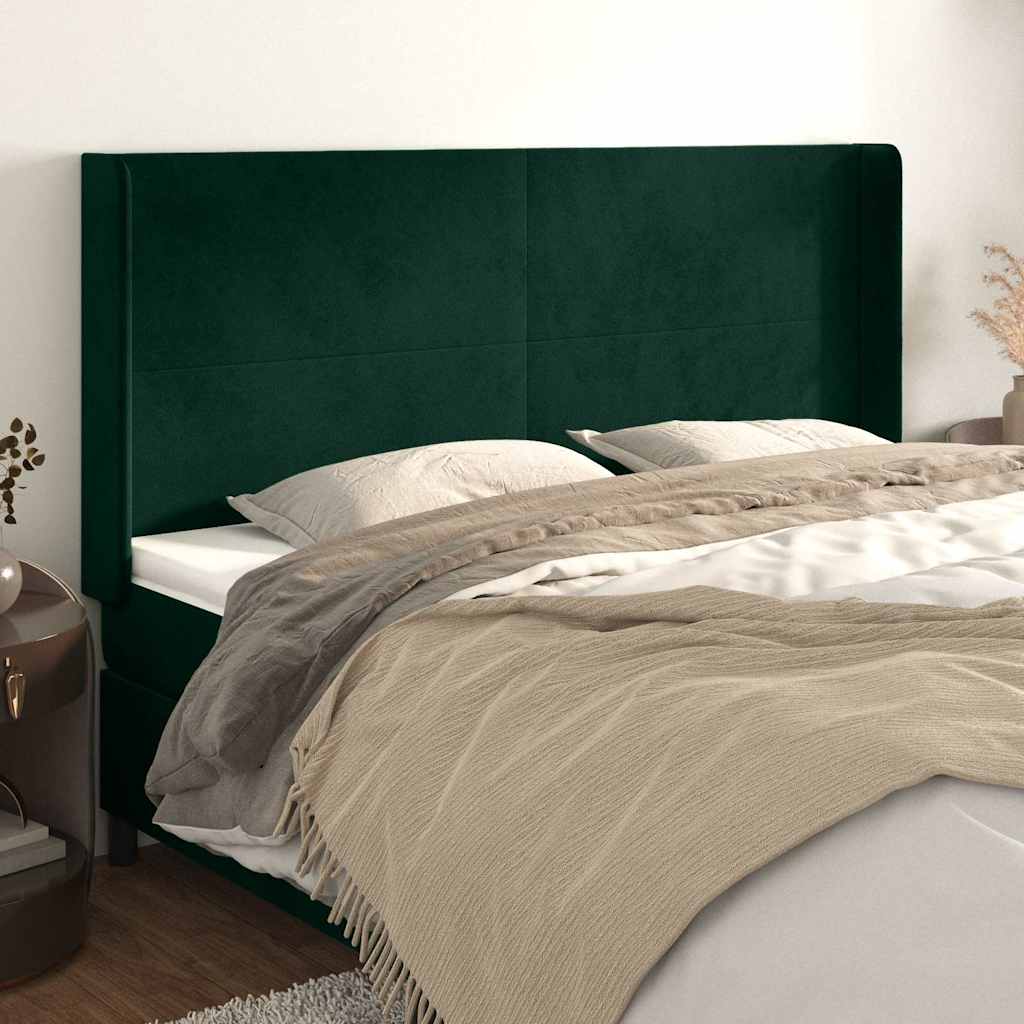 Testiera ad Orecchio Verde Scuro 203x16x118/128 cm in Velluto | homemem39