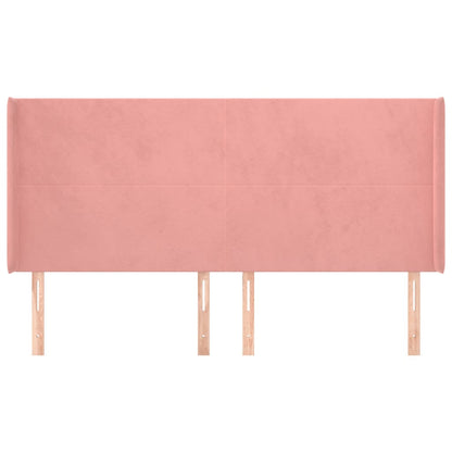 Testiera ad Orecchio Rosa 203x16x118/128 cm in Velluto