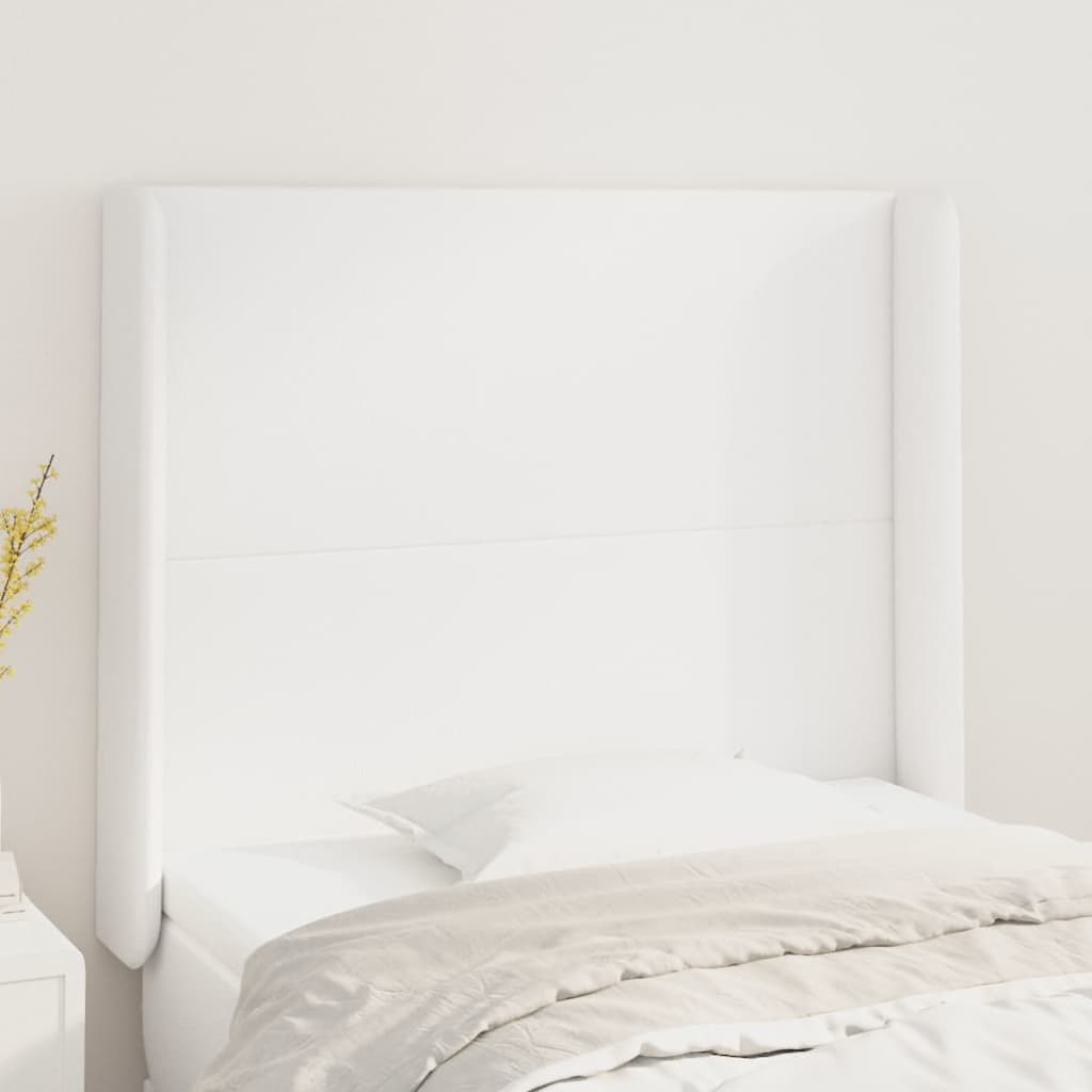 Testiera ad Orecchio Bianco 83x16x118/128 cm in Similpelle | homemem39