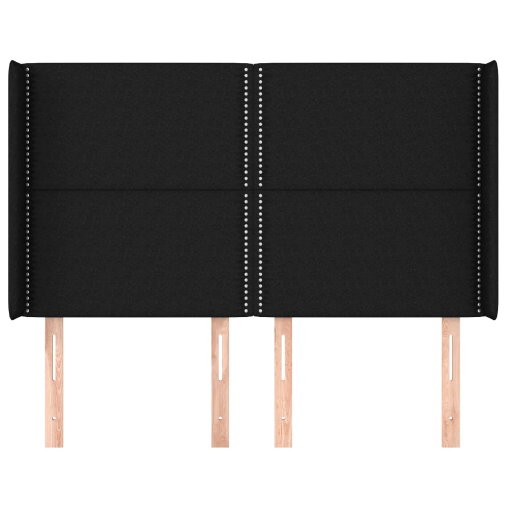 Testiera ad Orecchio Nera 147x16x118/128 cm in Tessuto