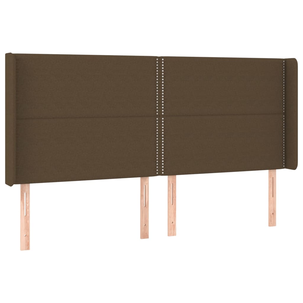 Testiera ad Orecchio Marrone Scuro 183x16x118/128 cm in Tessuto | homemem39