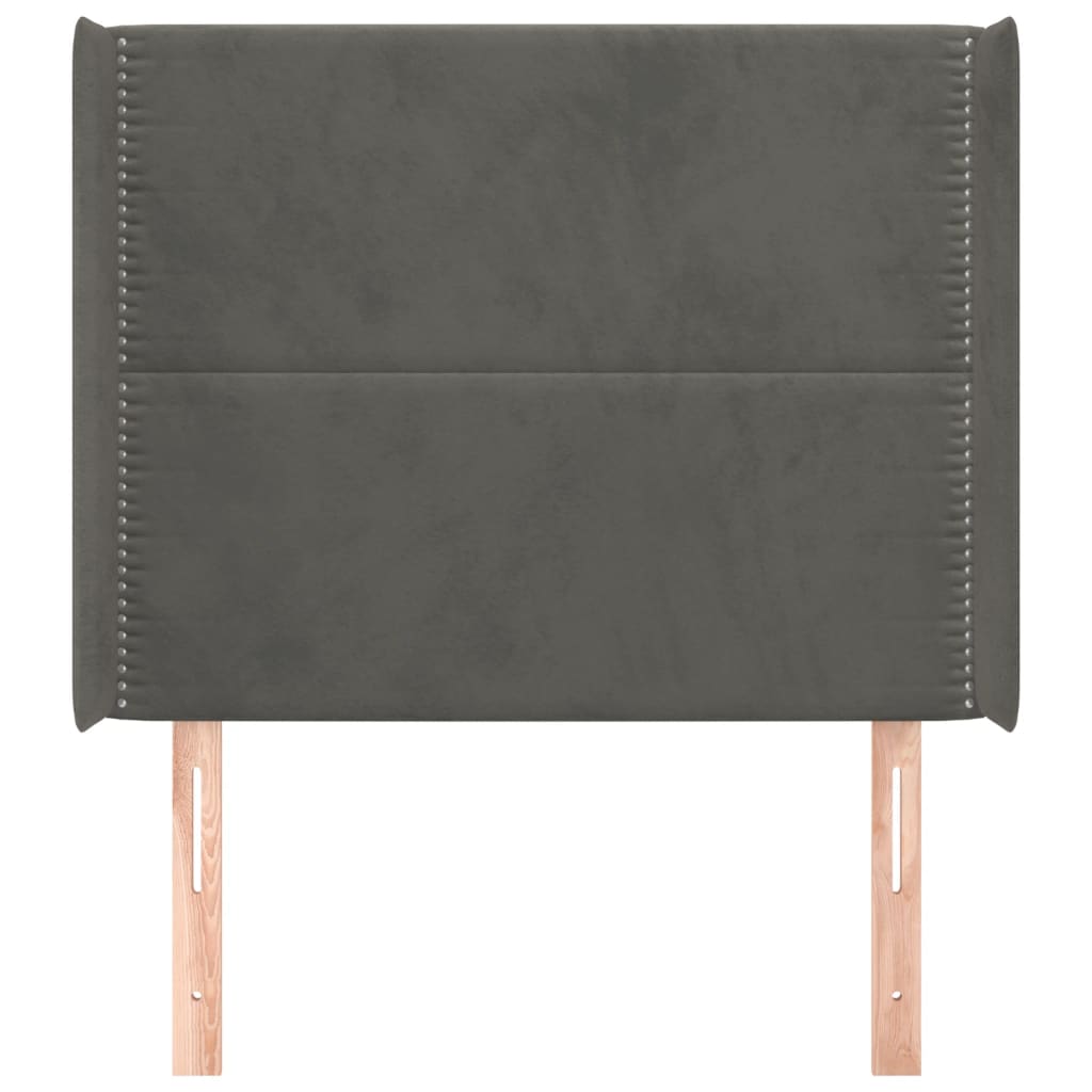 Testiera ad Orecchio Grigio Scuro 93x16x118/128 cm in Velluto
