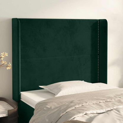 Testiera ad Orecchio Verde Scuro 103x16x118/128cm in Velluto | homemem39