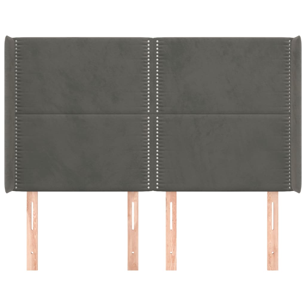 Testiera ad Orecchio GrigioScuro 147x16x118/128cm in Velluto