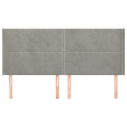 Testiera ad Orecchio Grigio Chiaro 163x16x118/128 cm in Velluto