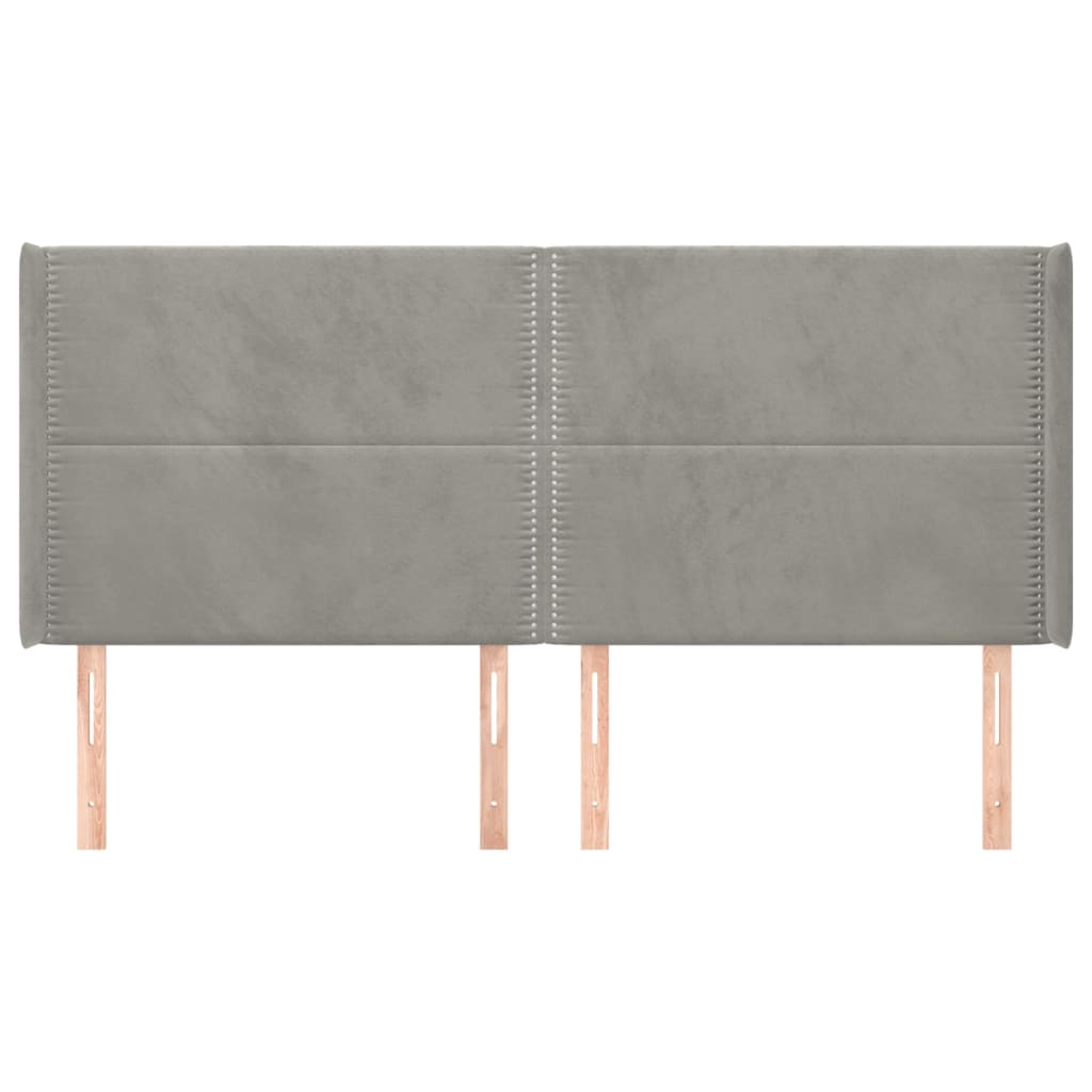 Testiera ad Orecchio Grigio Chiaro 203x16x118/128 cm in Velluto