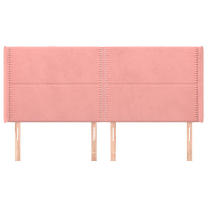 Testiera ad Orecchio Rosa 203x16x118/128 cm in Velluto