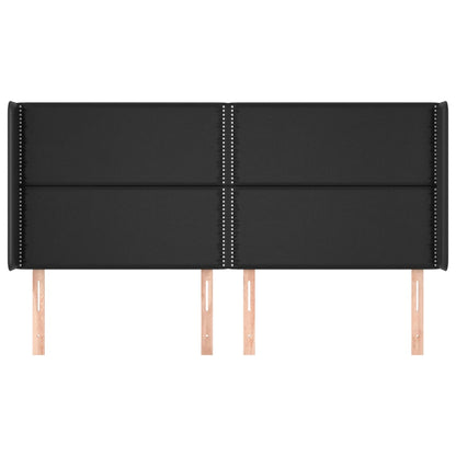 Testiera ad Orecchio Nera 203x16x118/128 cm in Similpelle