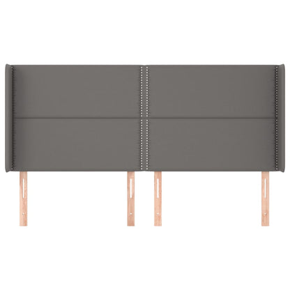 Testiera ad Orecchio Grigio 203x16x118/128 cm in Similpelle