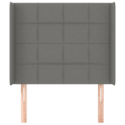 Testiera ad Orecchio Grigio Scuro 93x16x118/128 cm in Tessuto