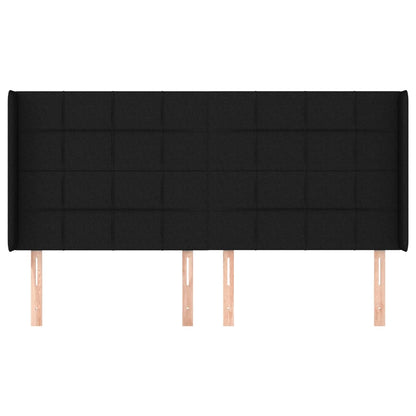 Testiera ad Orecchio Nera 163x16x118/128 cm in Tessuto