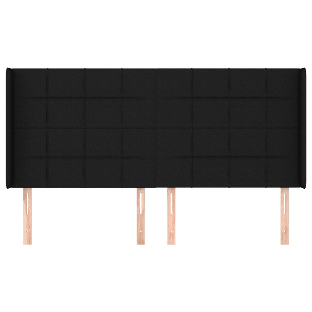 Testiera ad Orecchio Nera 183x16x118/128 cm in Tessuto