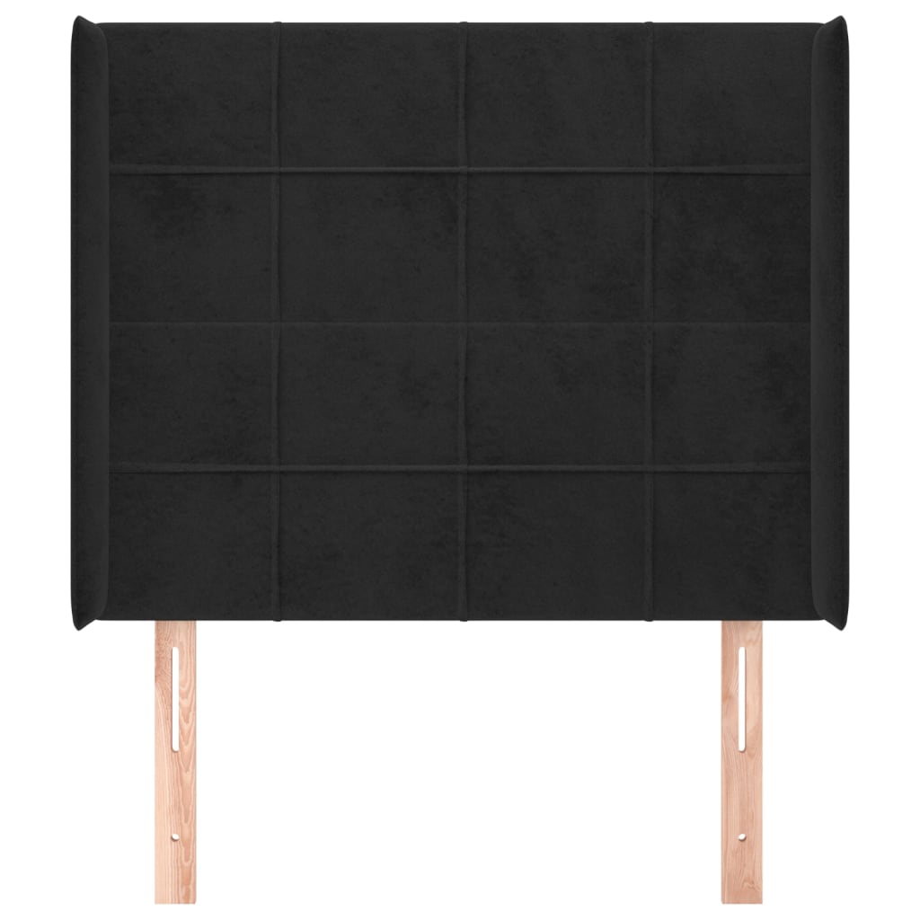 Testiera ad Orecchio Nera 93x16x118/128 cm in Velluto | homemem39