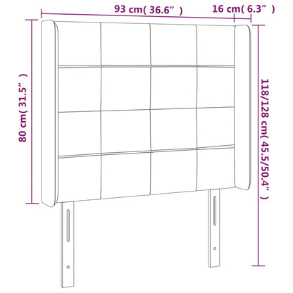 Testiera ad Orecchio Nera 93x16x118/128 cm in Velluto | homemem39