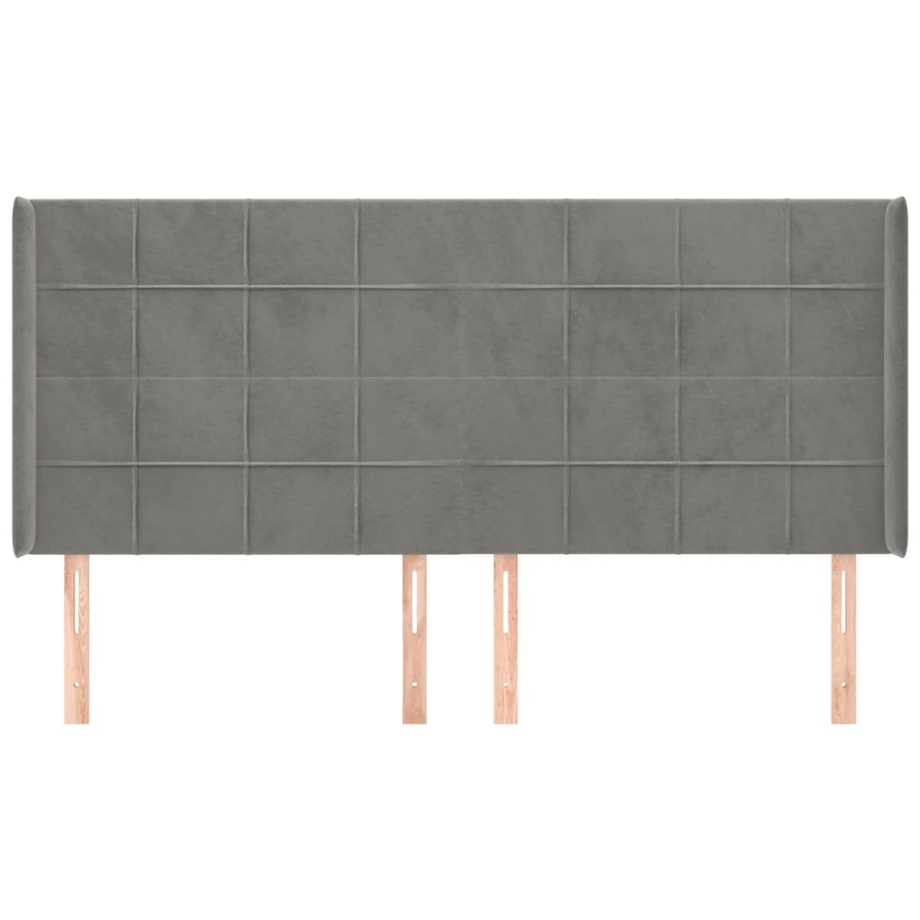 Testiera ad Orecchio Grigio Chiaro 163x16x118/128 cm in Velluto