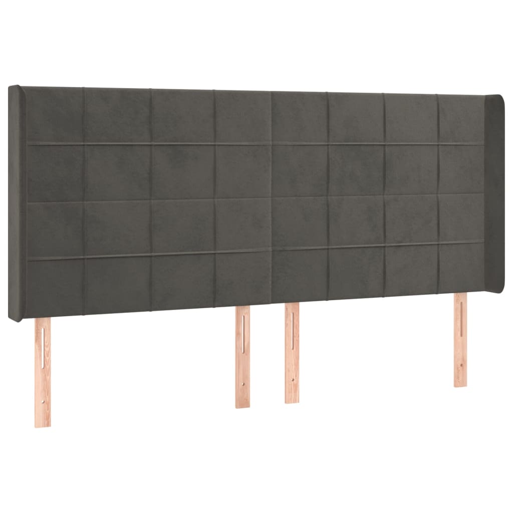 Testiera ad Orecchio GrigioScuro 163x16x118/128cm in Velluto | homemem39
