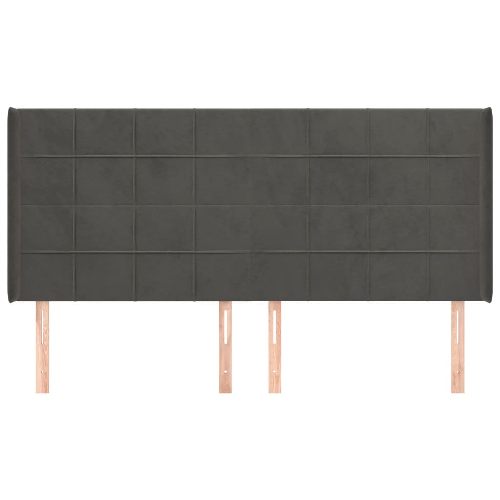 Testiera ad Orecchio GrigioScuro 163x16x118/128cm in Velluto - homemem39